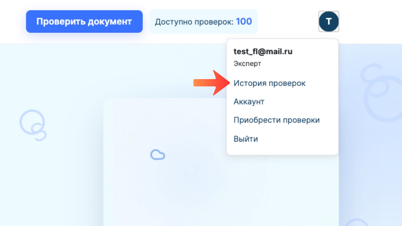 Раздел История проверок